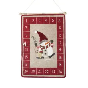 Snowman Hanging Fabric Red Calendar