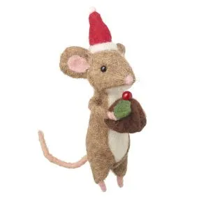 Felt Mouse with Christmas Pudding