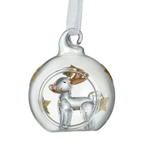 Clear & Gold Star Bauble With Deer