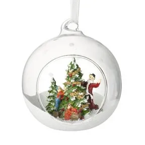 Christmas Scene Design Glass Bauble