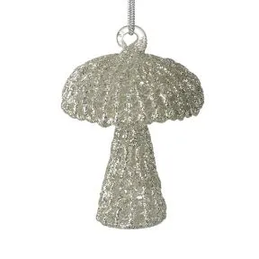 Glitter Glass Mushroom Decoration