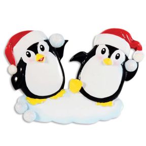 Penguin Couple with Snowball Personalising Decoration