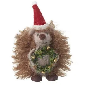 Woollen Hedgehog With Wreath Decoration