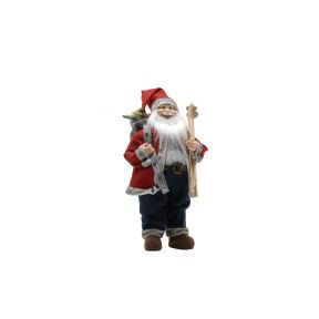 82cm red and grey standing santa with skis