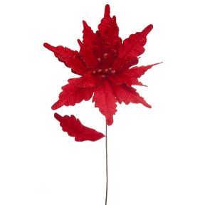 68cm red velvet poinsettia stem
