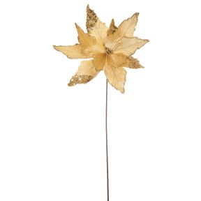 60cm gold poinsettia stem with glitter