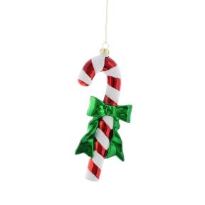 17cm red and white candy cane with bow