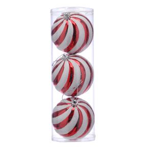 pack of 3 x 15cm red/white stripe balls