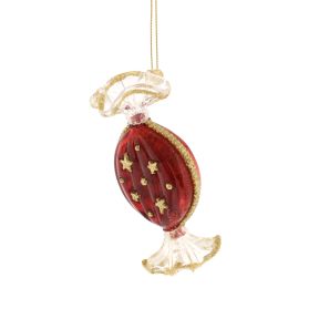 Glass Red Sweet with Trimmed in Gold and Stars