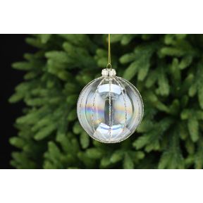 Clear Glass Segment Ball with Silver Lines