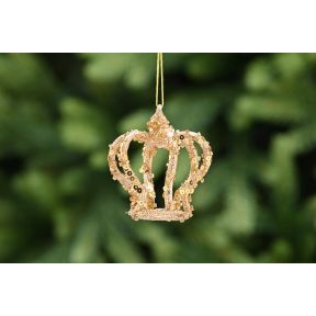 Glass Gold Glitter Crown Decoration