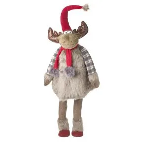Standing Fur & Check Wobbly Boy Reindeer
