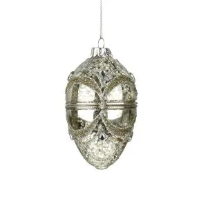 Silver Glass Decorated Trinket Bauble