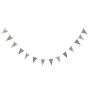 Wooden Silver/White Flag Merry Christmas Garland/Bunting
