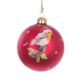 Glass Red Robin Bauble
