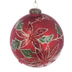 Red Glass Poinsettia Bauble