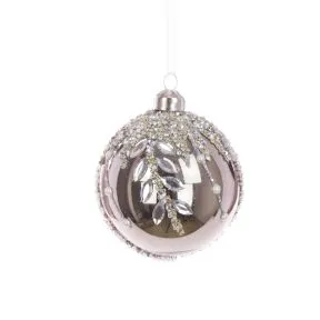 Glass Silver Jewelled and Beaded Bauble