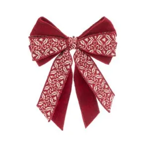 Large Red and White Fairisle Style Bow