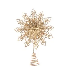 Gold Metallic Snowflake Tree Topper