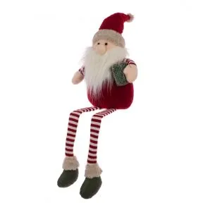 Cute Shelf Sitting Santa with Stripey Legs.