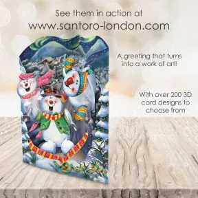 Snowmen Playing 3D Christmas Swing Card