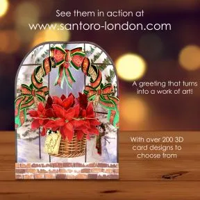 Poinsettia Basket 3D Christmas Swing Card