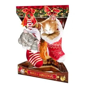 Sleeping Kittens 3D Christmas Swing Card