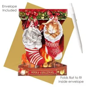 Sleeping Kittens 3D Christmas Swing Card