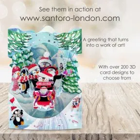 Sledging Penguins 3D Christmas Swing Card