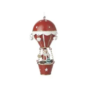 Red Hot Air Balloon Hanger with Santa Inside