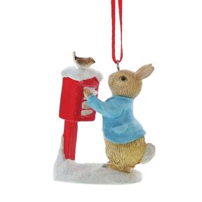 Set Of 4 Peter Rabbit Hanging Christmas Ornaments