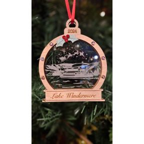 Lake Windermere Boat Handcrafted Wooden and Acrylic Hanging Decoration
