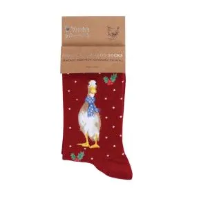 Wrendale Ducks in Christmas Scarves Socks