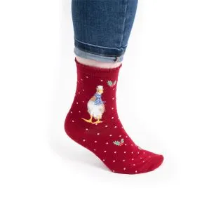 Wrendale Ducks in Christmas Scarves Socks